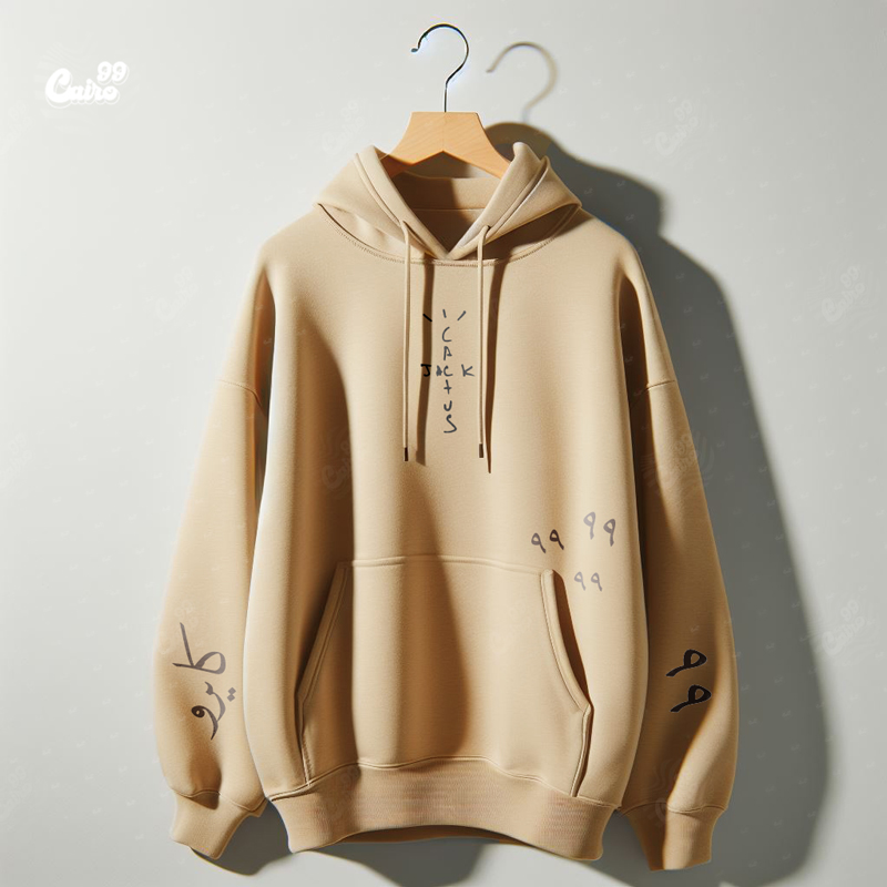 Jack Cactus هودي اوفر سايز قطن باللون البيج