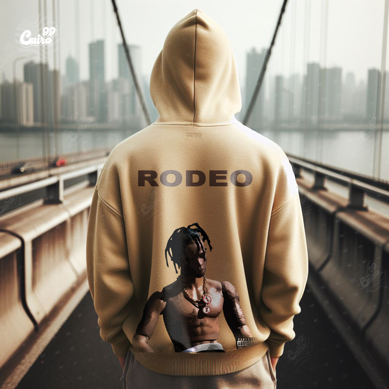 Rodeo هودي اوفر سايز قطن باللون البيج