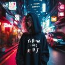 Follow Your Heart هودي اوفر سايز قطن باللون الأسود