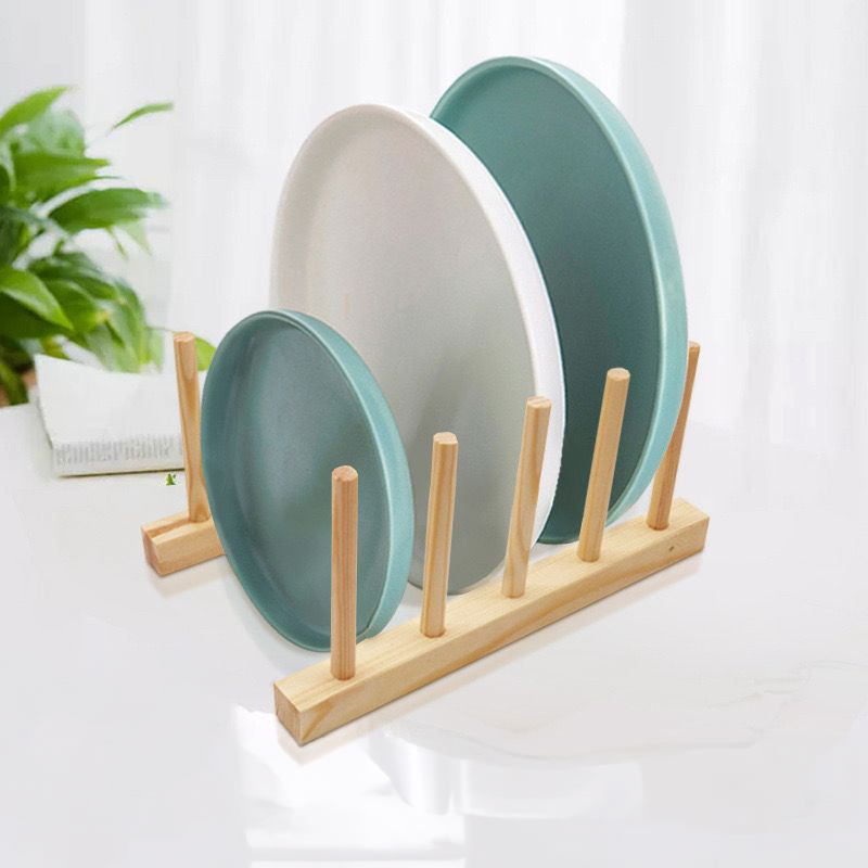 حامل ميني لتنظيم وتجفيف الأطباق والأكواب علي حوض المطبخ والرخامة من الخشب