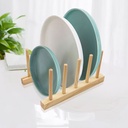 حامل ميني لتنظيم وتجفيف الأطباق والأكواب علي حوض المطبخ والرخامة من الخشب