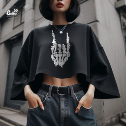 Skeleton Grip كروب توب اوفر سايز باللون الاسود