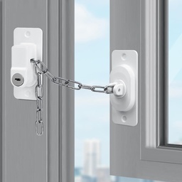 [HH00017142] قفل أمان بسلسة معدن قابلة للتعديل ومفتاح لغلق النوافذ والابواب