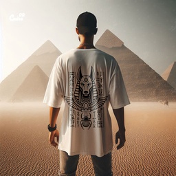 Anubis Reborn تيشيرت اوفر سايز قطن باللون الابيض للرجال