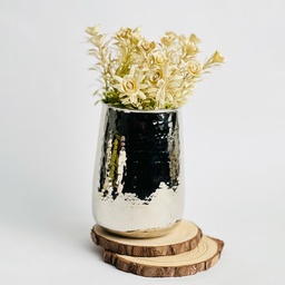 [HH00017849] فازة نحاسية مزخرفة باللون الفضي لتجديد ديكور المنزل