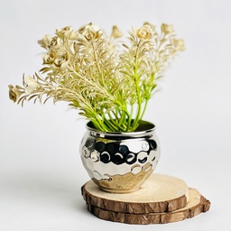 [HH00017861] اصيص زرع وحامل شموع نحاس تصميم خليه نحل - باللون الفضي