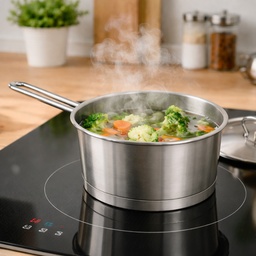 [HH00018836] كسرولة استانلس ستيل تركي بغطاء ويد لسهولة الحمل مقاس 18سم