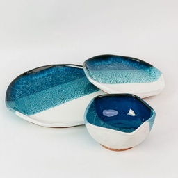 [HH00019242] طقم اطباق فخار بتصميم أمواج البحر 3 قطع