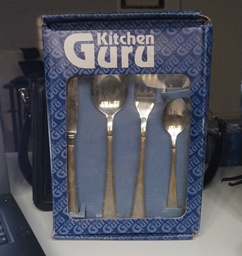 [HH00019386] طقم معالق وشوك وسكاكين استانليس ستيل 24 قطعة بمقبض بحواف جولد أنيقة