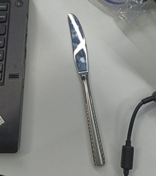 [HH00019387] طقم سكاكين عشاء 12 قطعة استانليس ستيل باللون الفضي بمقبض مزخرف