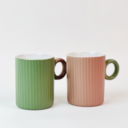 [HH00019656] مج بورسلين بيد دائرية وتصميم مضلع أنيق لتناول المشروبات الساخنة واللاتيه300 ملي