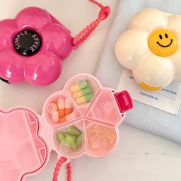 [HH00019720] منظم لحبوب وكبسولات الدواء والفيتامينات بتصميم وردة 5 خانات للسفر والخروج