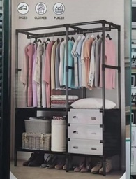 [HH00019760] ستاند ملابس ب 2 رف و3 أدراج لتنظيم الملابس والأحذية