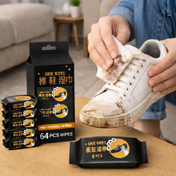 [HH00019864] مناديل مبللة لتنظيف وتلميع الأحذية مكون من 64 منديل