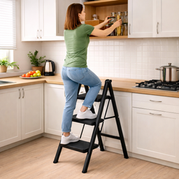 [HH00019893] سلم قابل للطي 3 درجات يتحمل 150 كجم 80 سم