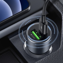 [HH00004393] شاحن سيارة سريع مزدوج بمنفذين يو اس بي وتايب سي 42.5 واط