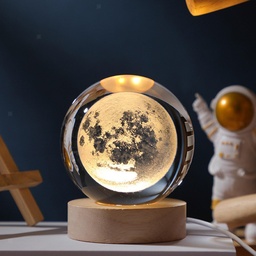 [HH00005286] Moon Crystal Lighting Ball Wooden Base