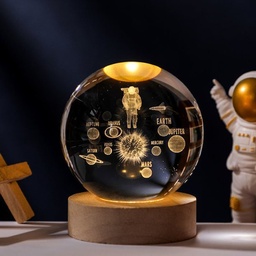 [HH00005291] Planets Lighting Crystal Ball Wooden Base USB Power
