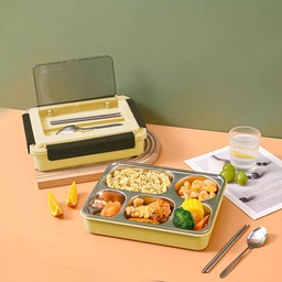 [HH00006691] لانش بوكس مقسم الي  5 خانات بغطاء محكم وحامل الموبايل للمشاهدة الافلام أثناء الطعام