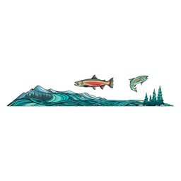 [HH00006868] Fish Mountain Vinyl Sticker  Reusable &amp; Waterproof For Water Bottles