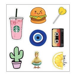 McDonald's &amp; Starbucks Lovers Vinyl Sticker Pack Reusable &amp; Waterproof