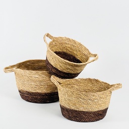 [HH00007450] طقم سلال 3 قطع للملابس ولعب الاطفال والمخدات وقطع الديكور وللزرع الصناعي والطبيعي بيد من الخوص