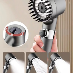 [HH00007538] سماعة دش لزيادة ضغط المياه بفلتر لتنقية وإزالة الشوائب و 3 انظمة رش وزرار للفتح والغلق