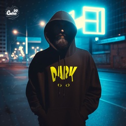 Dark هودي اوفر سايز قطن باللون الأسود