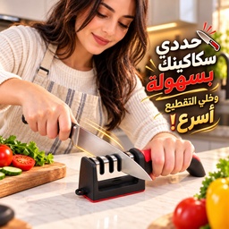 [HH00008370] مسن سكاكين ومقصات يدوي 3 مراحل للسن بمقبض مريح وقاعدة مضادة للانزلاق