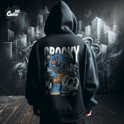 Spooky هودي اوفر سايز قطن باللون الأسود