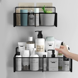 رف معدني شيك لحمل وتنظيم أدوات المطبخ والحمام بلزق دبل فيس قوي للتعليق بدون حفر وتخريم