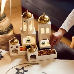 [HH00010333] تمرية وشمعدان قبة الصخرة لتقديم التمر والمكسرات للضيوف ولديكور رمضاني مميز من الجبس