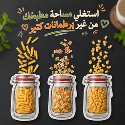 [HH00000650] طقم أكياس تخزين بلاستيك شكل برطمان  قابلة لإعادة الاستخدام 4 قطع
