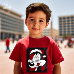 Pepe Le Pew تيشيرت اطفال قطن باللون الاحمر