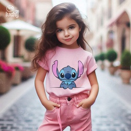 Lilo Stitch تيشيرت اطفال قطن باللون البينك