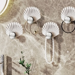 [HH00013503] طقم هوك شفاف 3 قطع علي شكل صدفة بلزق دبل فيس لتعليق الاكسسورات والملابس