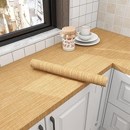 [HH00013738] رول استيكر لاصق شكل خشبي باللون البيج لتجديد ديكور المطبخ