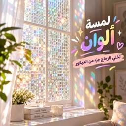 [HH00014749] رول لاصق لتزيين الزجاج وحماية الخصوصية عاكس للالوان 45 *200 سم