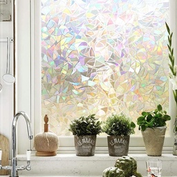 [HH00014750] رول  لاصق لتزيين الشبابيك الزجاجية شفاف عاكس للالوان2 متر