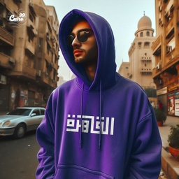 هودي &quot;القاهرة&quot; اوفر سايز قطن للرجال باللون الموف
