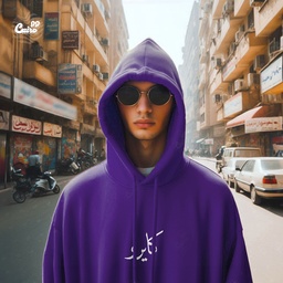 هودي &quot;كايرو&quot; اوفر سايز قطن للرجال باللون الموف